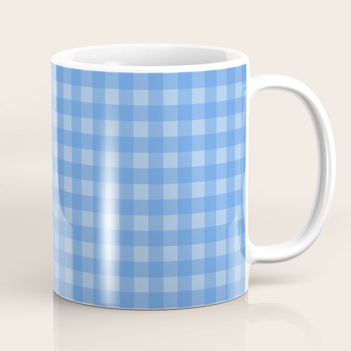 Gingham Check Pattern in Double Light Blue Coffee Mug Gallery Image 1