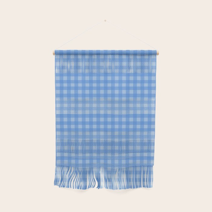 Gingham Check Pattern in Double Light Blue Wall Hanging Gallery Image 1