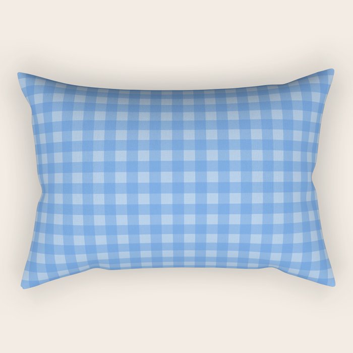 Gingham Check Pattern in Double Light Blue Rectangular Pillow Gallery Image 2