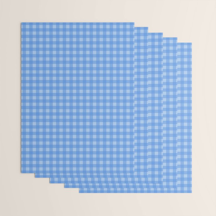 Gingham Check Pattern in Double Light Blue Wrapping Paper Gallery Image 3