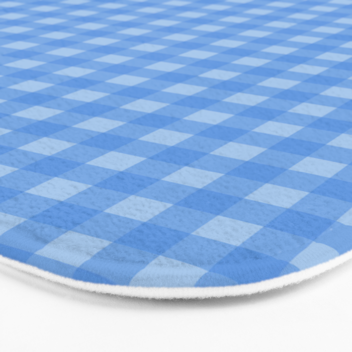 Gingham Check Pattern in Double Light Blue Bath Mat Gallery Image 3