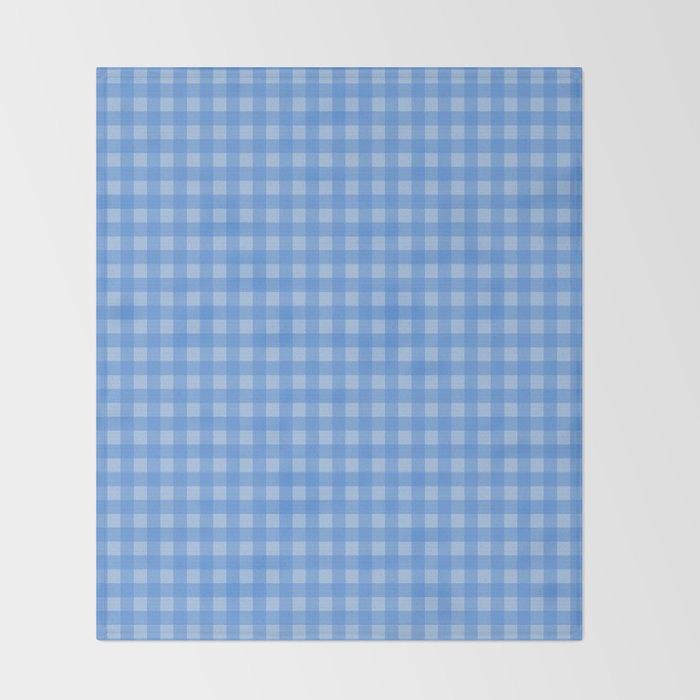 Gingham Check Pattern in Double Light Blue Throw Blanket Gallery Image 2