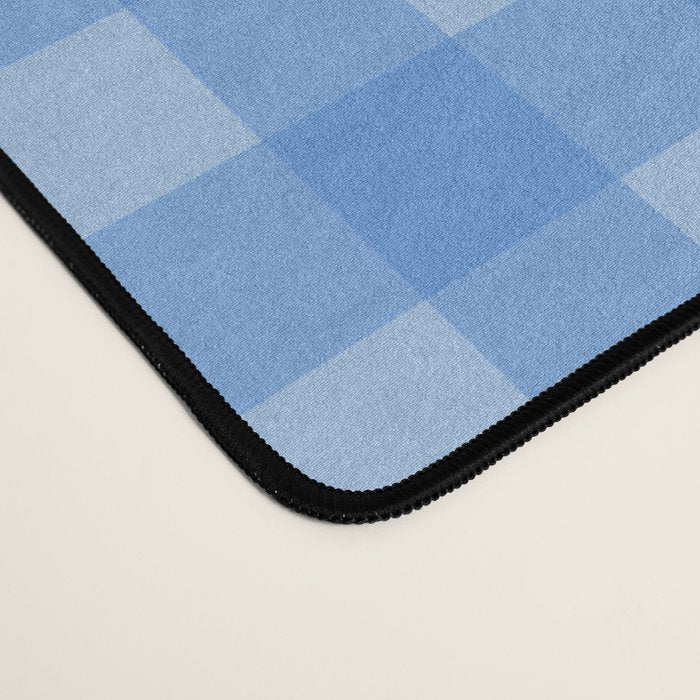 Gingham Check Pattern in Double Light Blue Desk Mat Gallery Image 4