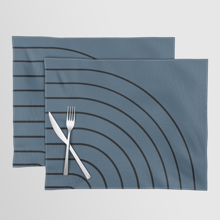 Minimal Arch XLIV Navy Blue Modern Geometric Lines Placemat Gallery Image 1