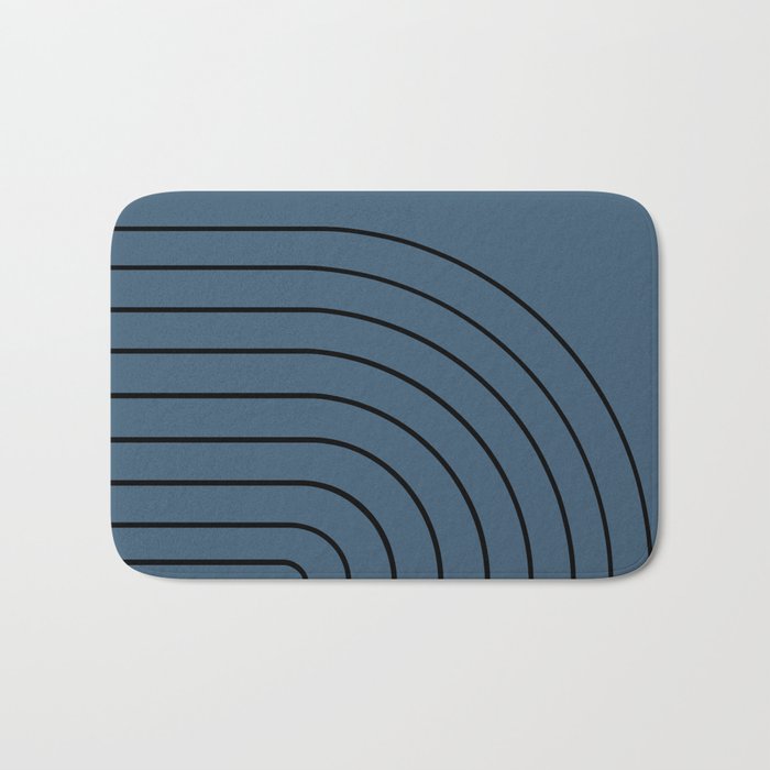 Minimal Arch XLIV Navy Blue Modern Geometric Lines Bath Mat Gallery Image 1
