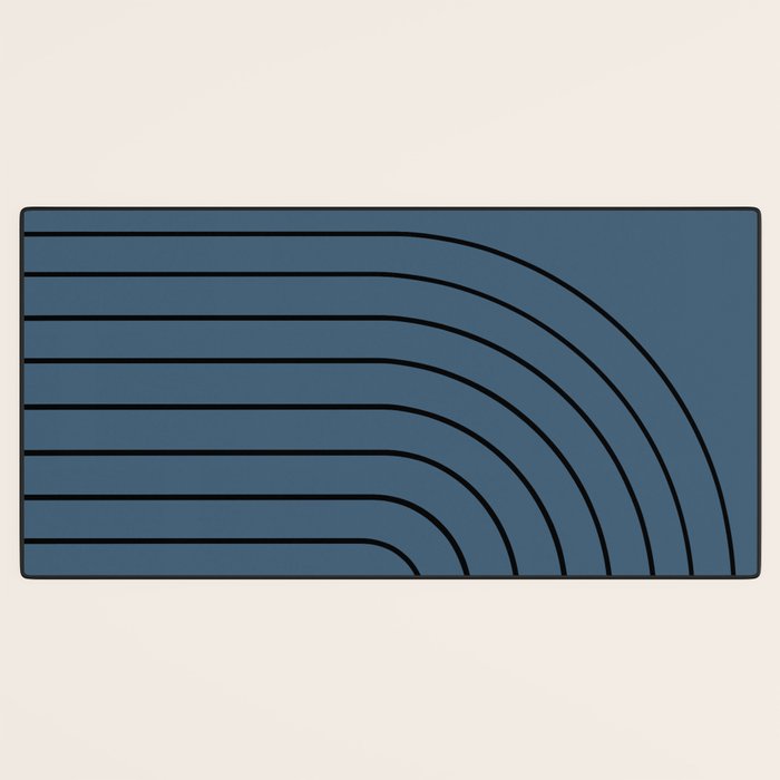 Minimal Arch XLIV Navy Blue Modern Geometric Lines Desk Mat Gallery Image 3