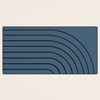 Minimal Arch XLIV Navy Blue Modern Geometric Lines Desk Mat Gallery Image 3