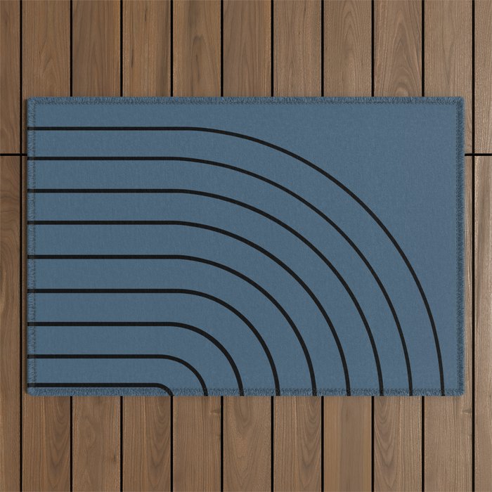Minimal Arch XLIV Navy Blue Modern Geometric Lines Outdoor Rug Gallery Image 1