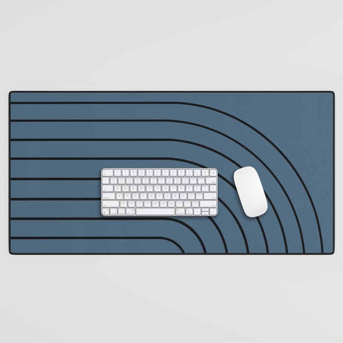 Minimal Arch XLIV Navy Blue Modern Geometric Lines Desk Mat Gallery Image 1