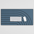 Minimal Arch XLIV Navy Blue Modern Geometric Lines Desk Mat Gallery Image 1