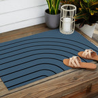 Minimal Arch XLIV Navy Blue Modern Geometric Lines Outdoor Rug Gallery Image 2
