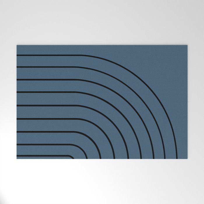 Minimal Arch XLIV Navy Blue Modern Geometric Lines Welcome Mat Gallery Image 1