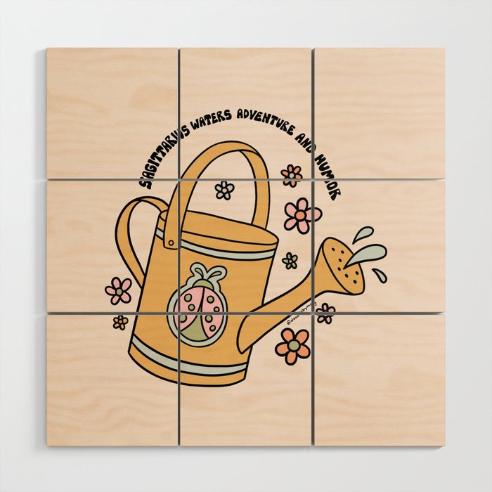 Sagittarius Watering Can Wood Wall Art Gallery Image 1