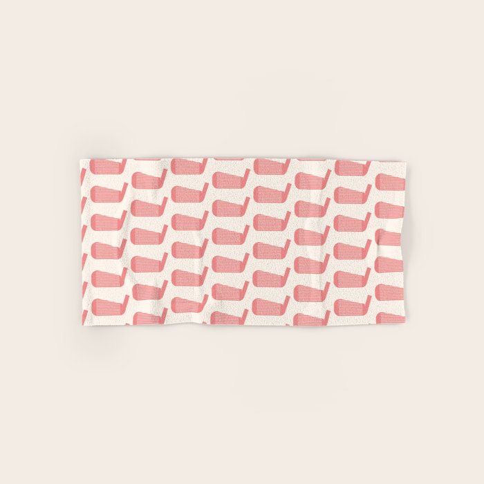 Golf Club Head Vintage Pattern (Beige/Pink) Bath Towel Gallery Image 1
