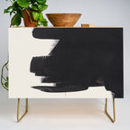 Mid Century Modern Minimalist Abstract Art Brush Strokes Black & White Ink Art Colorfield Credenza Gallery Image 1