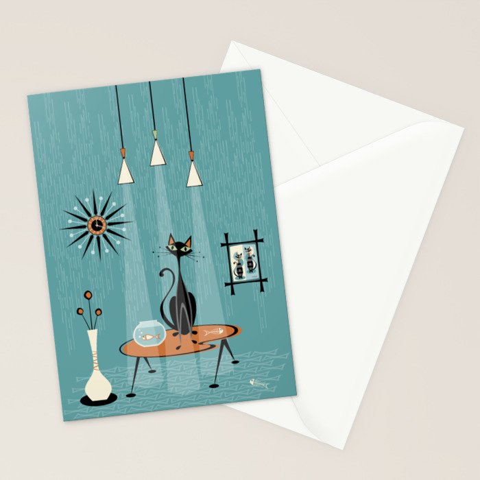 Mid Century Mishchief/ Cat Red Handed I Stationery Card Gallery Image 2