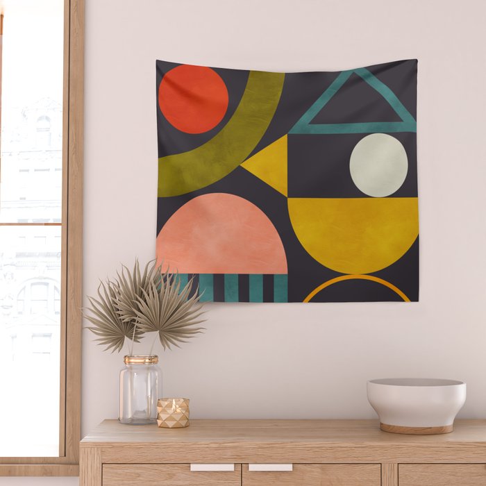 mid century bauhaus geometry abstract 2020 Wall Tapestry Gallery Image 2