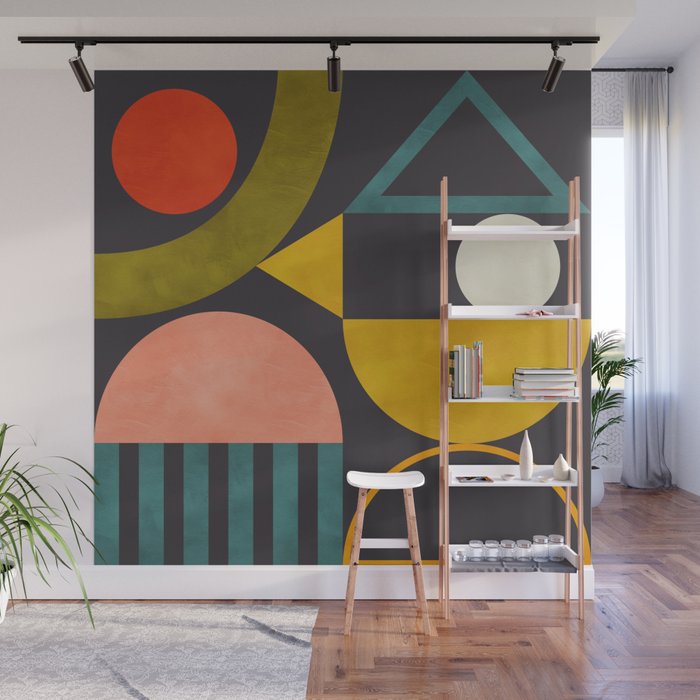 mid century bauhaus geometry abstract 2020 Wall Mural Gallery Image 1