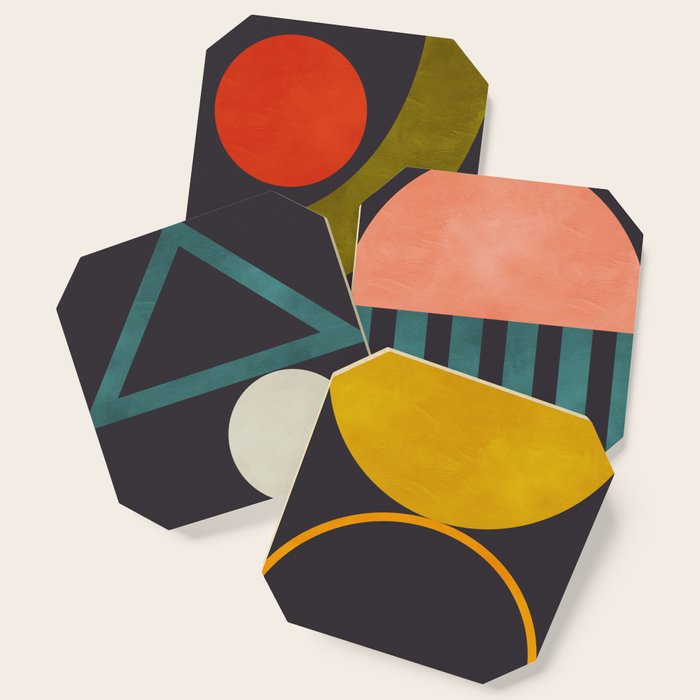 mid century bauhaus geometry abstract 2020 Coaster Gallery Image 1