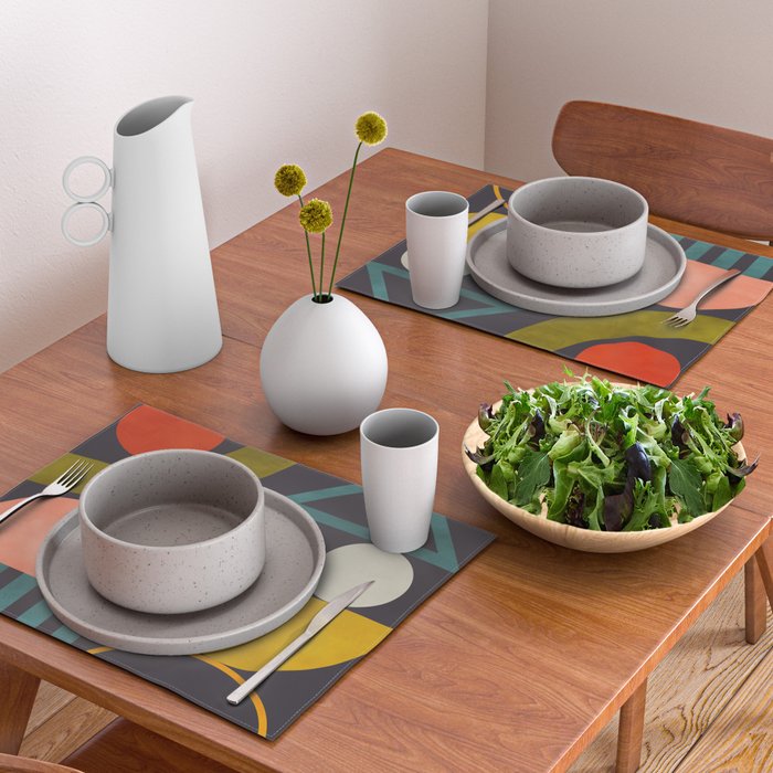 mid century bauhaus geometry abstract 2020 Placemat Gallery Image 2