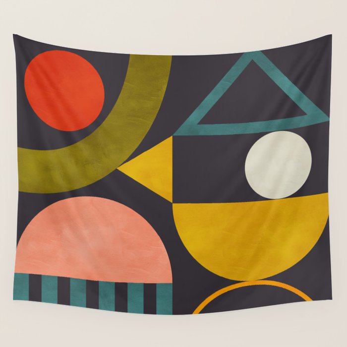 mid century bauhaus geometry abstract 2020 Wall Tapestry Gallery Image 4