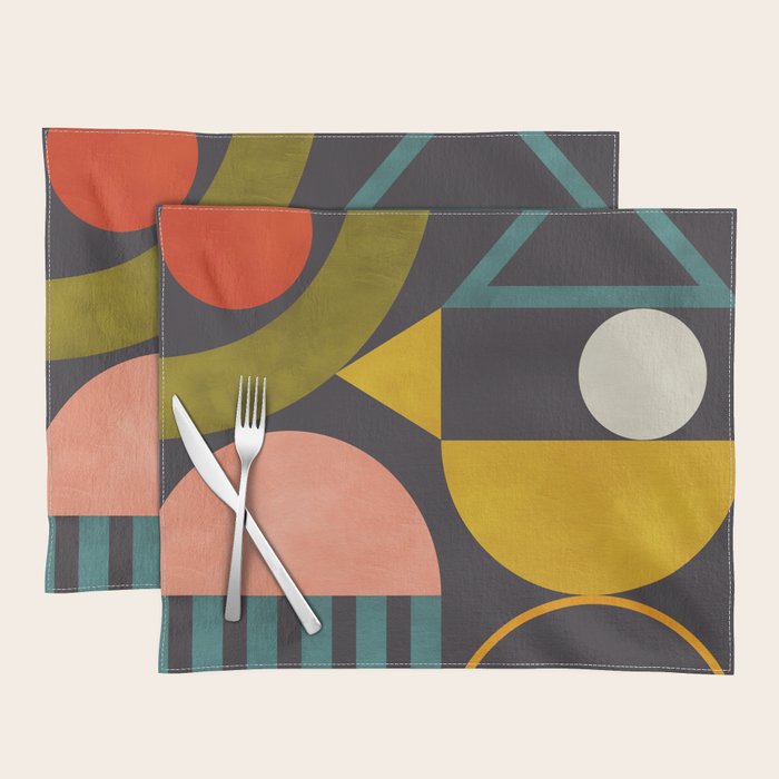 mid century bauhaus geometry abstract 2020 Placemat Gallery Image 1