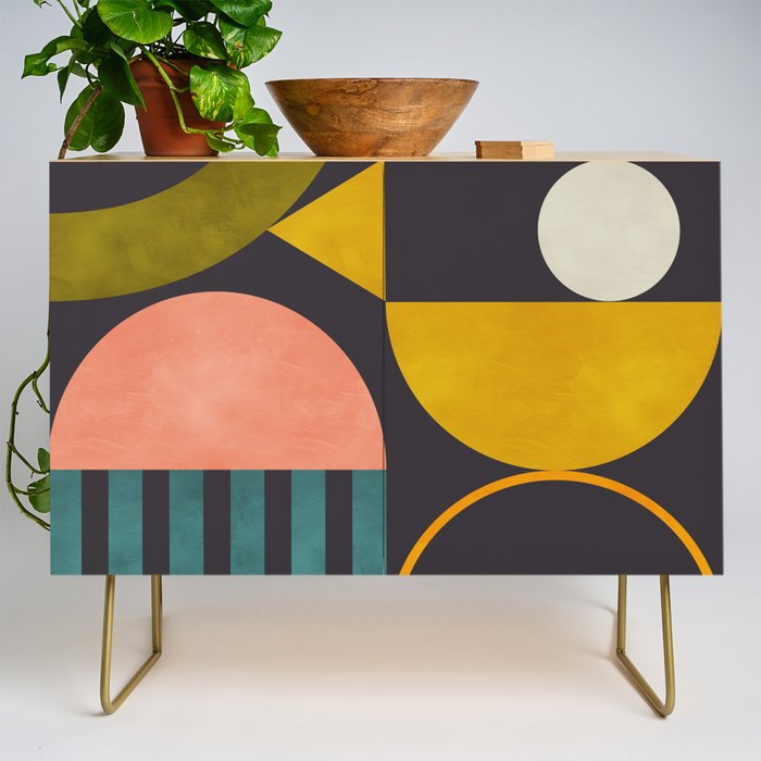 mid century bauhaus geometry abstract 2020 Credenza Gallery Image 1