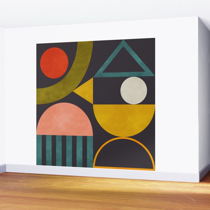 mid century bauhaus geometry abstract 2020 Wall Mural Gallery Image 2