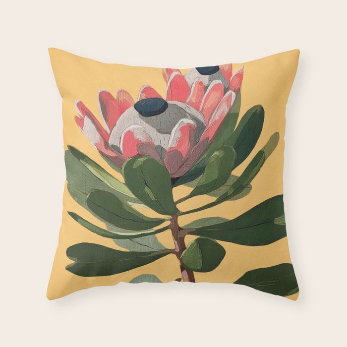 Protea Bloom with Sage Leaves Throw Pillow Gallery Image 6