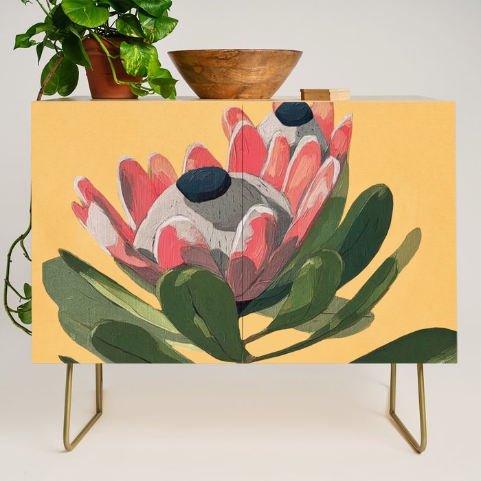 Protea Bloom with Sage Leaves Credenza Gallery Image 1