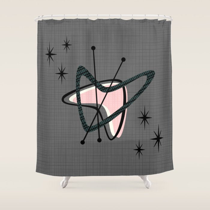 Atomic Boomerangs & Starbursts Shower Curtain Gallery Image 1