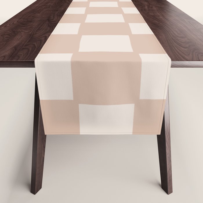 Playful check in sandy beige Table Runner Gallery Image 1
