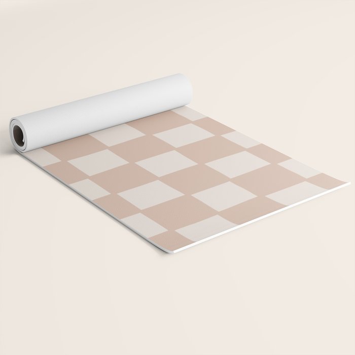 Playful check in sandy beige Yoga Mat Gallery Image 2