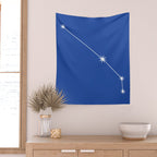 Aries Zodiac Star Constellation Line Art Vibrant Blue Wall Tapestry Gallery Image 2