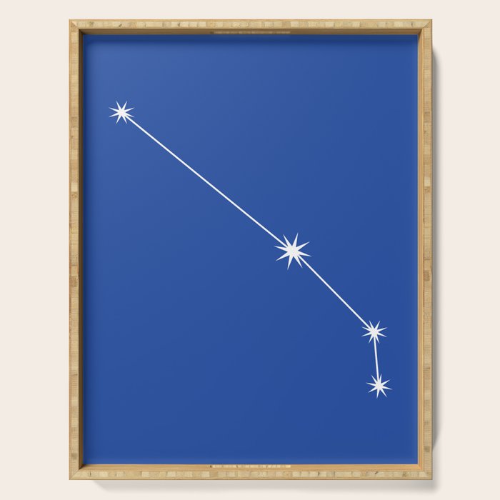 Aries Zodiac Star Constellation Line Art Vibrant Blue Serving Tray Gallery Image 1