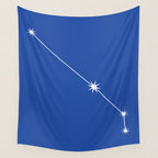 Aries Zodiac Star Constellation Line Art Vibrant Blue Wall Tapestry Gallery Image 4