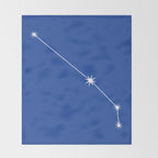 Aries Zodiac Star Constellation Line Art Vibrant Blue Throw Blanket Gallery Image 2