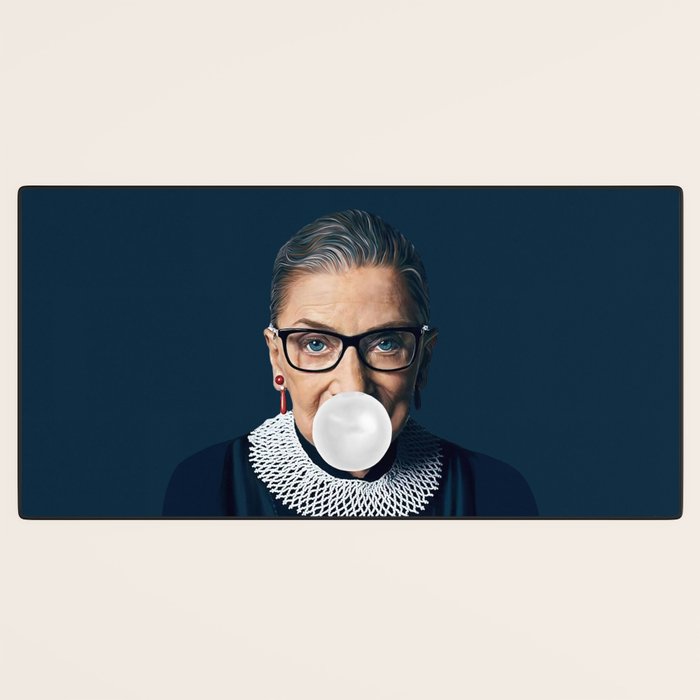 Ruth Bader Ginsburg Blowing White Bubble gum Desk Mat Gallery Image 3
