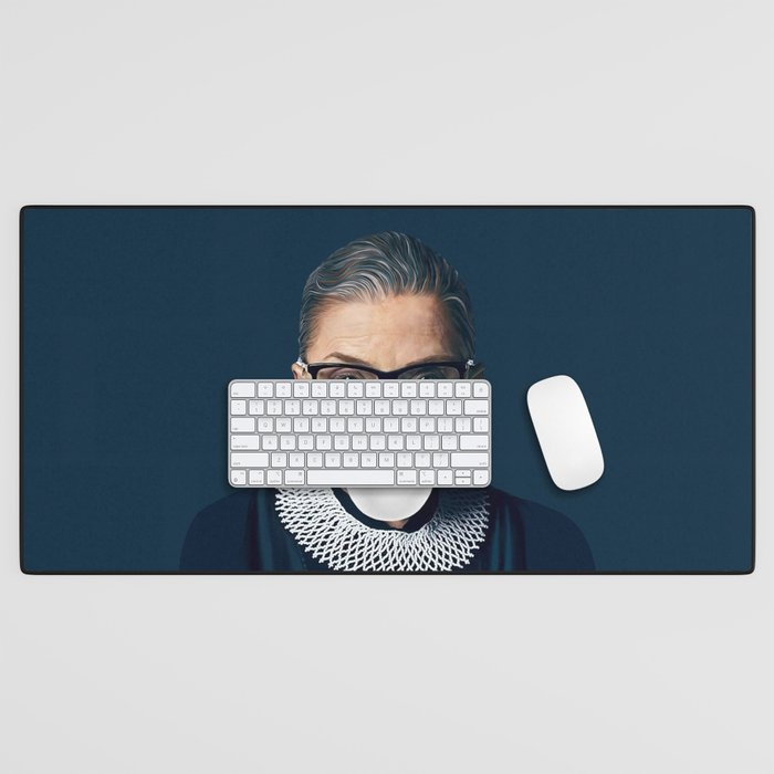 Ruth Bader Ginsburg Blowing White Bubble gum Desk Mat Gallery Image 1