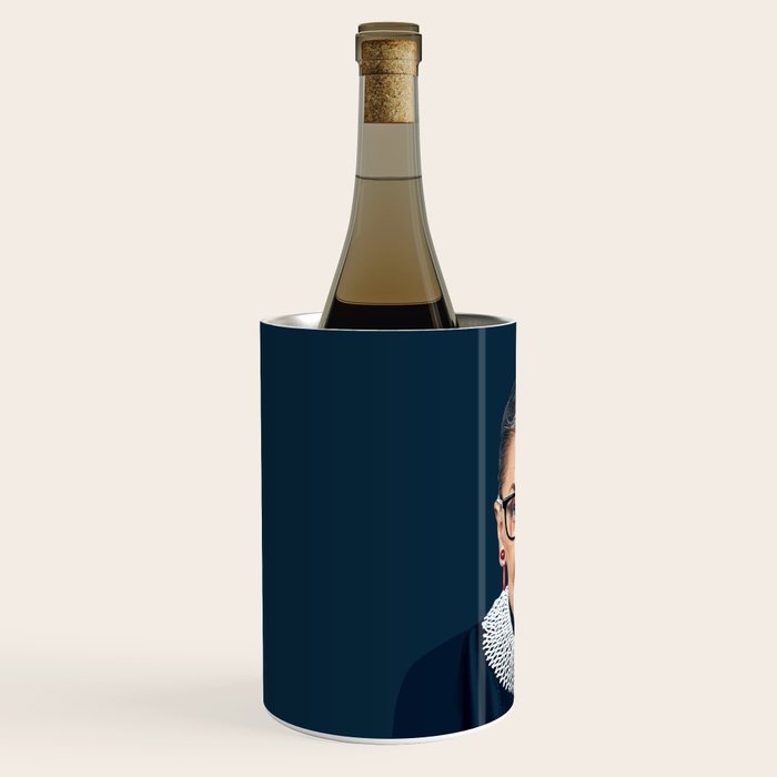 Ruth Bader Ginsburg Blowing White Bubble gum Wine Chiller Gallery Image 2
