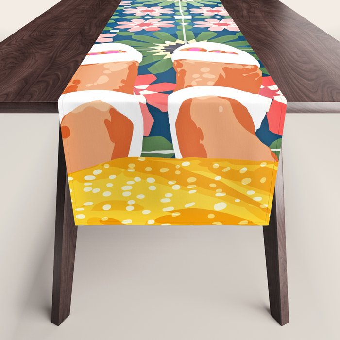 For The Love of Tiles | Moroccan Modern Bohemian Décor | Exotic Travel Watercolor Painting Table Runner Gallery Image 1