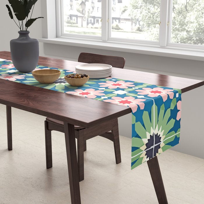 For The Love of Tiles | Moroccan Modern Bohemian Décor | Exotic Travel Watercolor Painting Table Runner Gallery Image 2
