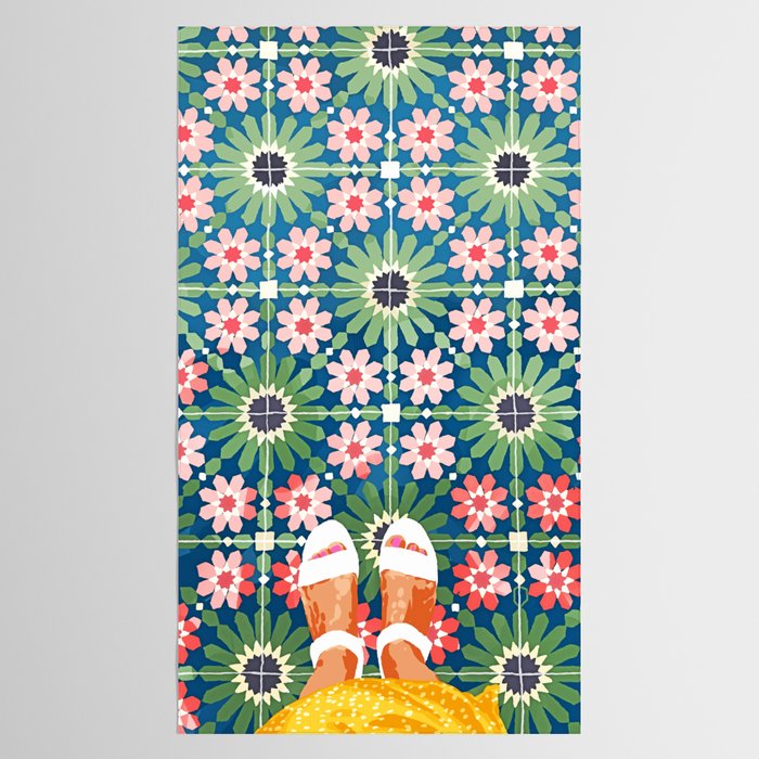 For The Love of Tiles | Moroccan Modern Bohemian Décor | Exotic Travel Watercolor Painting Tablecloth Gallery Image 2