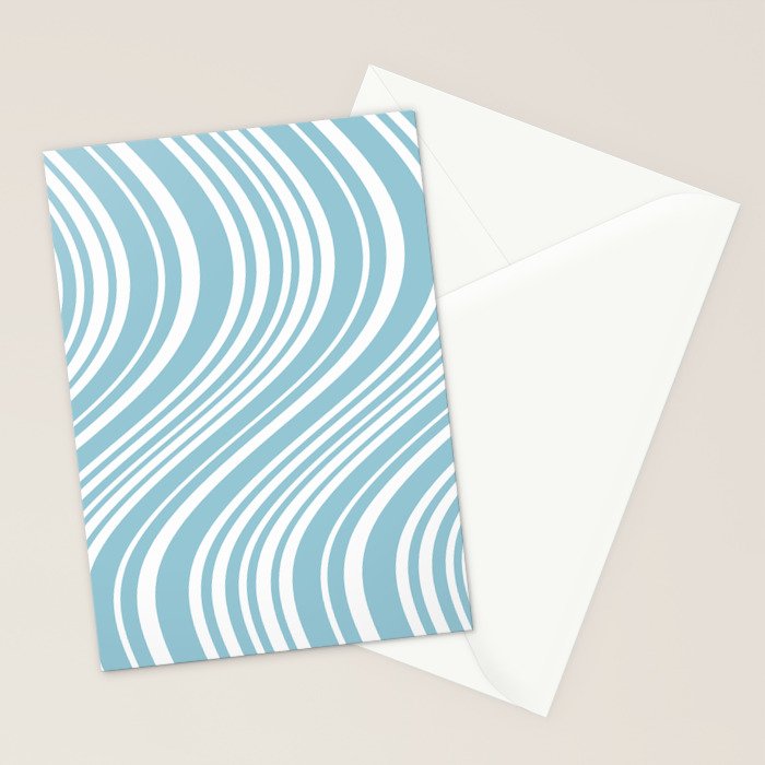 Wavy Stripes XXXV - Sky Blue Stationery Card Gallery Image 2