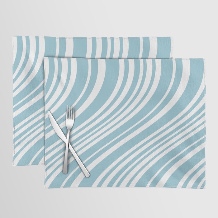 Wavy Stripes XXXV - Sky Blue Placemat Gallery Image 1