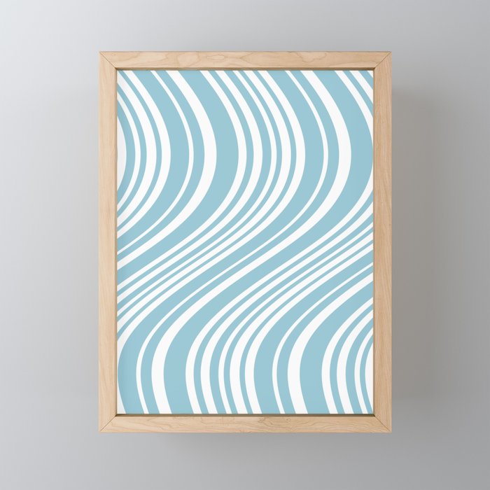 Wavy Stripes XXXV - Sky Blue Mini Art Print Gallery Image 1