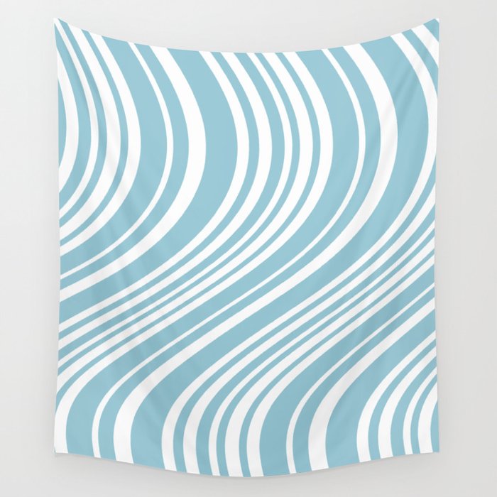 Wavy Stripes XXXV - Sky Blue Wall Tapestry Gallery Image 4