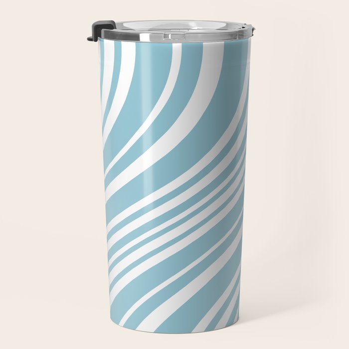 Wavy Stripes XXXV - Sky Blue Travel Mug Gallery Image 3