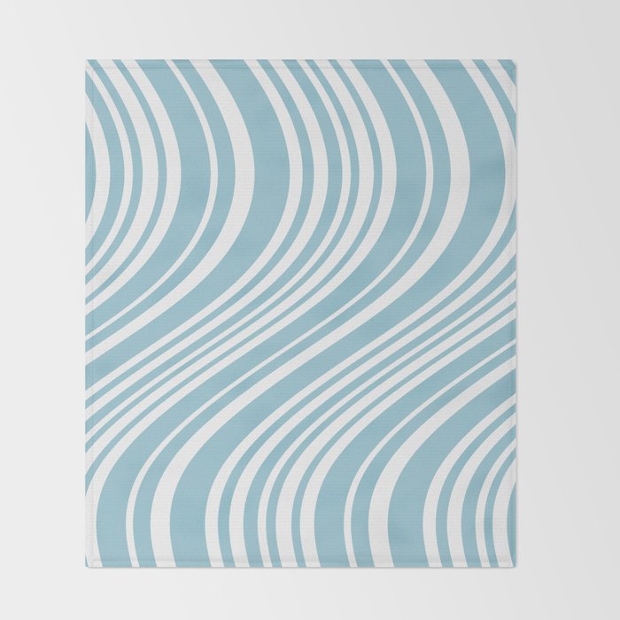 Wavy Stripes XXXV - Sky Blue Throw Blanket Gallery Image 2