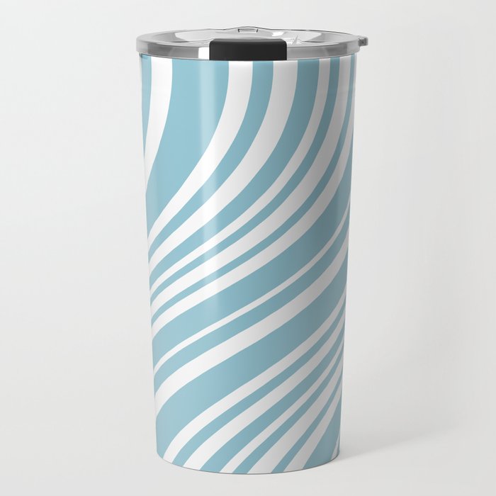 Wavy Stripes XXXV - Sky Blue Travel Mug Gallery Image 1